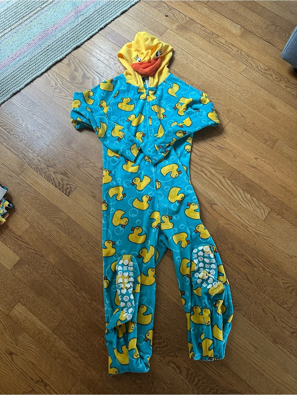Joe Boxer Teal & Yellow Duck Hooded Footie
